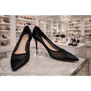 Badgley Mischka Prom Homecoming Party Jewel Jobina Black Rhinestone & Mesh Heels